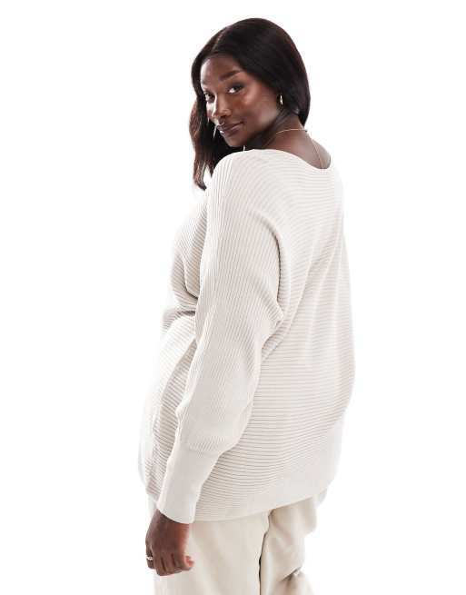 ONLY Curve – Strickpullunder in Beige mit Bündchen, 3 von 4