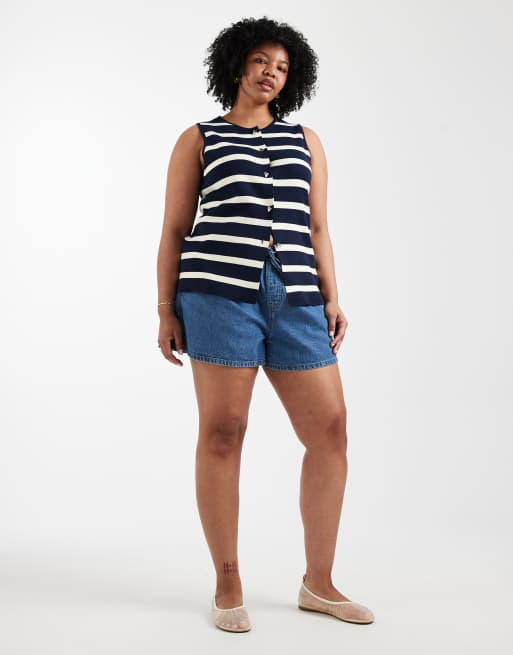 ONLY Curve – Strickweste in Creme mit Knopfleiste, 4 von 4