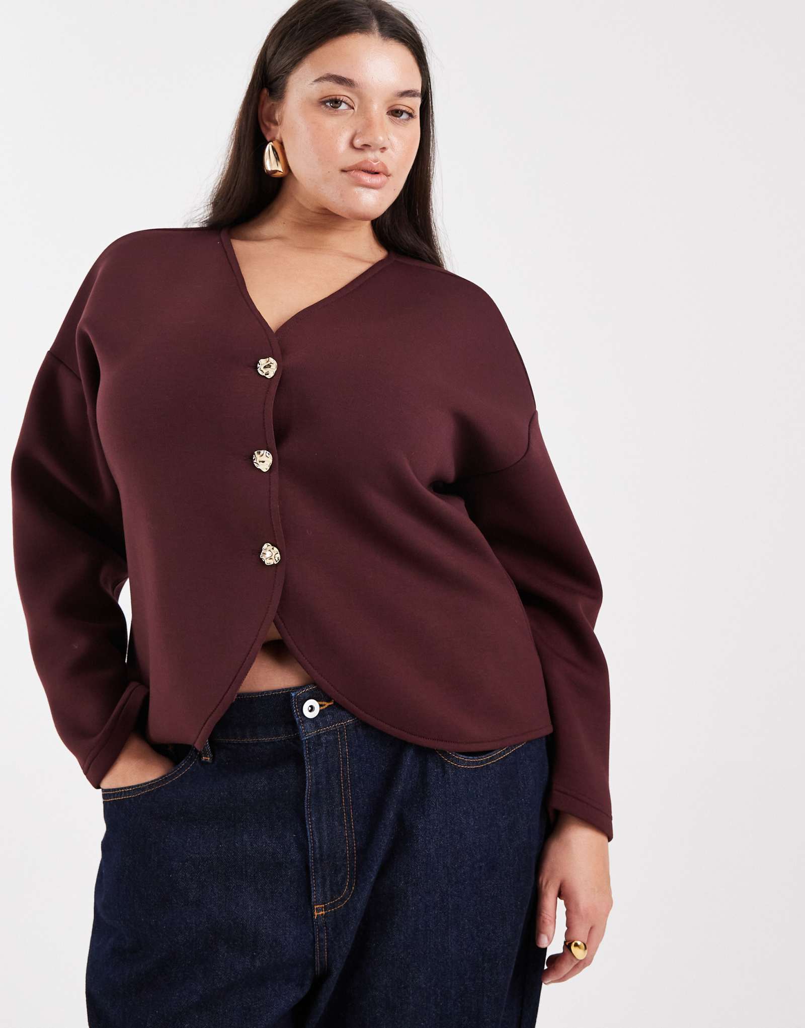 ЕДИНСТВЕННЫЙ кардиган с округлой структурой темно-коричневого цвета