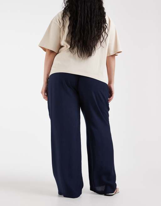 ONLY Curve – Strukturierte Hose in Marineblau mit hohem Bund, 5 von 5