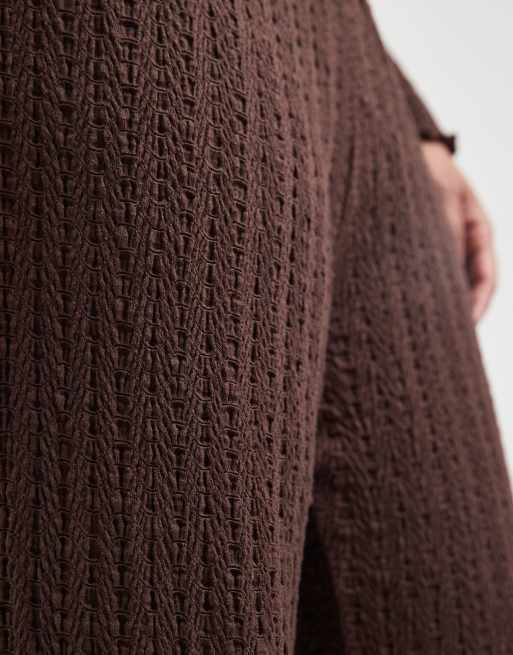 ONLY Curve – Strukturierte Hose in Schokobraun, Kombiteil, 4 von 5