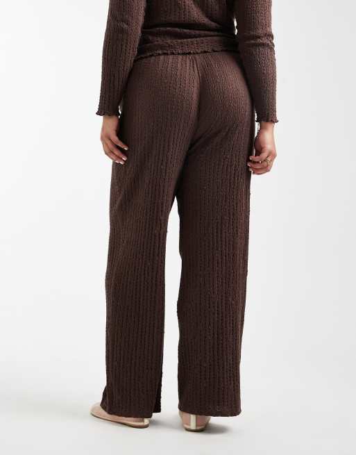 ONLY Curve – Strukturierte Hose in Schokobraun, Kombiteil, 5 von 5