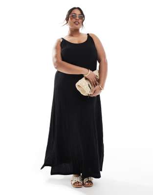 ONLY Curve - Strukturiertes Maxikleid in Schwarz