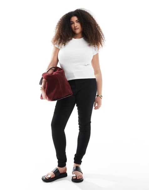 Only Curve – Svarta push up-jeans med hög midja - view 1
