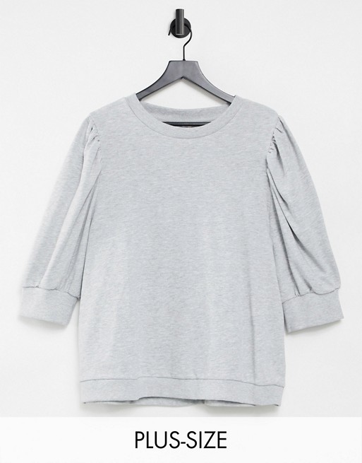 Only Curve sweatshirt with volume sleeve in grey