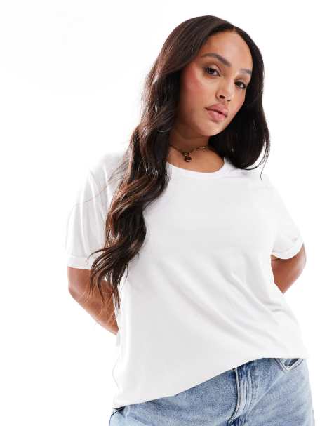 ONLY Curve - T-shirt à revers - Blanc - view 1
