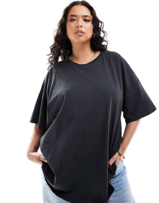 ONLY Curve - T-shirt oversize à imprimé cocktail et Juicy dans le dos - Noir délavé , 4 de 4