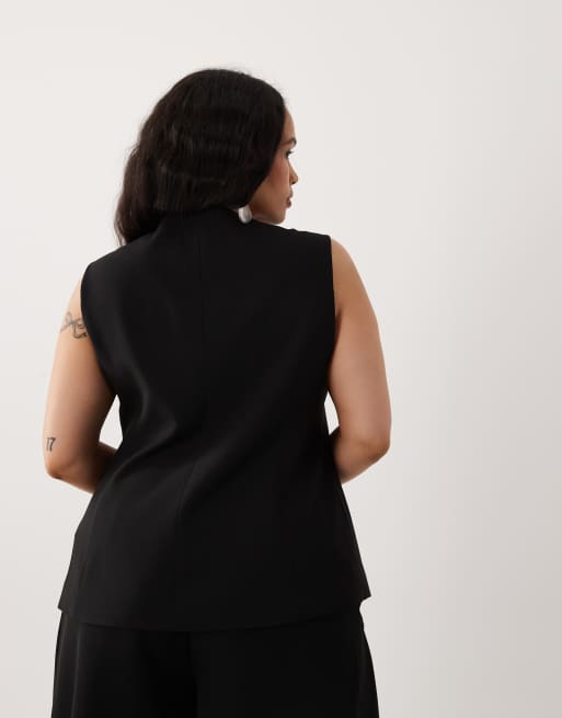 ONLY Curve tailored vest in black, 4 of 4