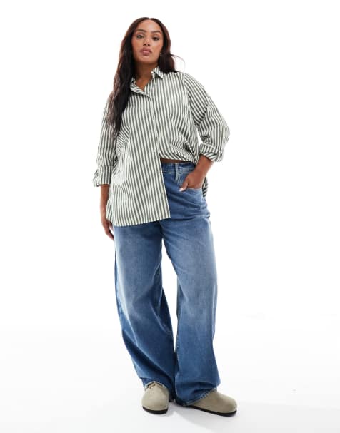 ONLY Curve - Taylor - Jeans met wijde ronde pijpen in donkerblauw - view 1