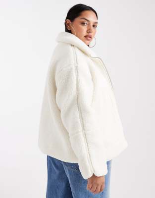 Only Curve Teddy Borg Jacket In White