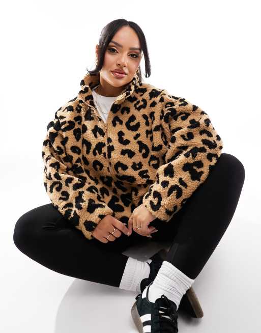 Leopard print half zip fleece new arrivals