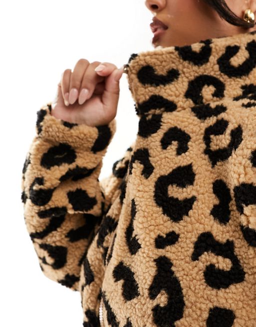 Only - Leopard Print Half-Zip Teddy Fleece Pullover – Thunder Egg