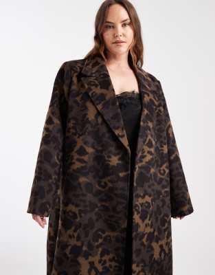 Only Curve Textured Maxi Coat In Black