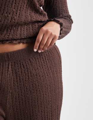 Only Curve Textured Pants In Brown