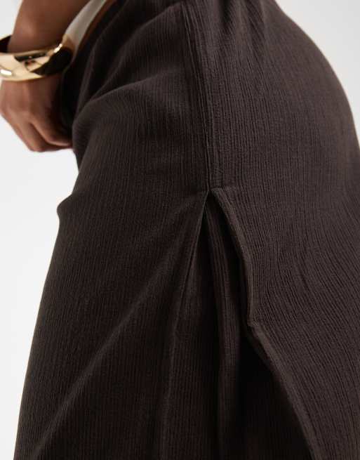 ONLY Curve textured wide leg pants in chocolate brown, 5 of 5