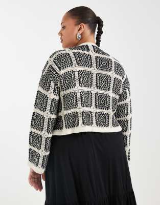 ONLY Curve tie front crochet cardigan in black | ASOS