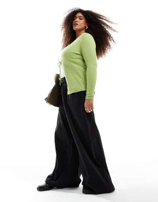 ONLY CURVE TIE FRONT RIBBED CARDIGAN