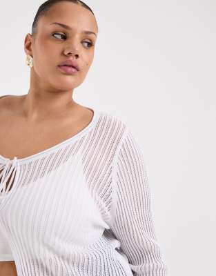 Only Curve Tie Front Top In White