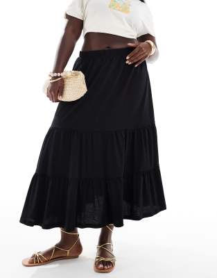 tiered maxi skirt in black