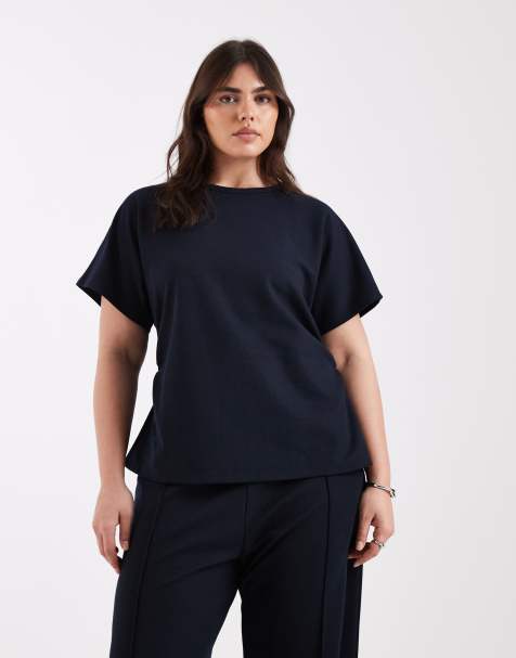 ONLY Curve - Top met gerimpeld detail in marineblauw, deel van co-ord set - view 1