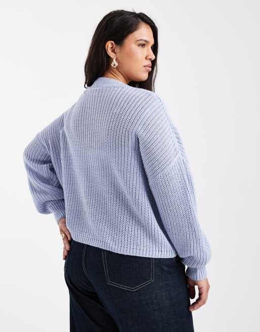 ONLY Curve v-neck cardigan in blue, 4 of 4