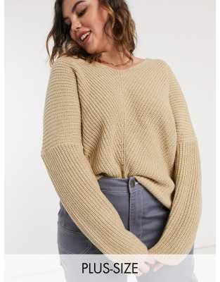 Only curve v neck jumper in tan