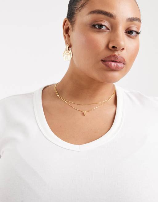 ONLY Curve v-neck long sleeve top in white, 2 of 4