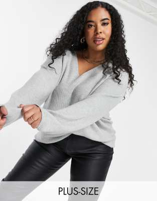 Only Curve V Neck Sweater In Graygrey ModeSens