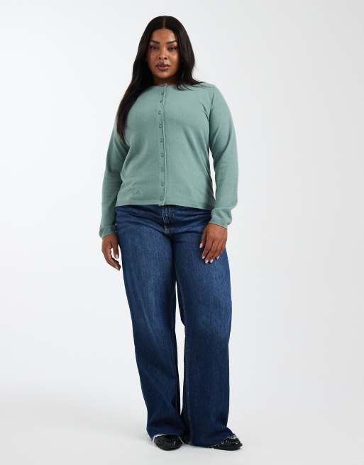 ONLY Curve - Vest met knoopsluiting in lichtgroen, 3 van 4