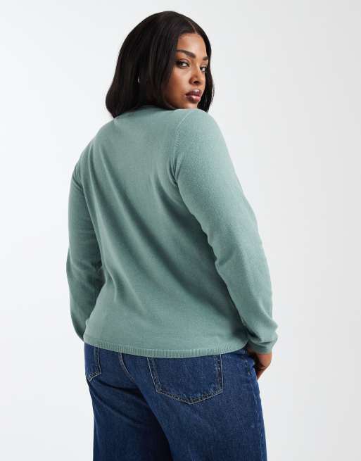 ONLY Curve - Vest met knoopsluiting in lichtgroen, 4 van 4