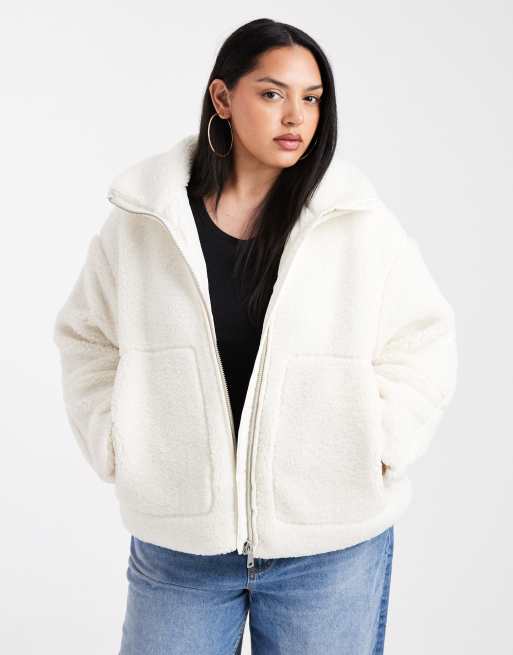 ONLY Curve - Veste teddy en imitation peau de mouton - Blanc, 3 de 4
