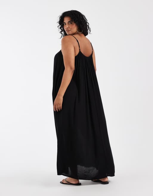 ONLY Curve - Vestito al polpaccio nero con spalline sottili, 4 di 4