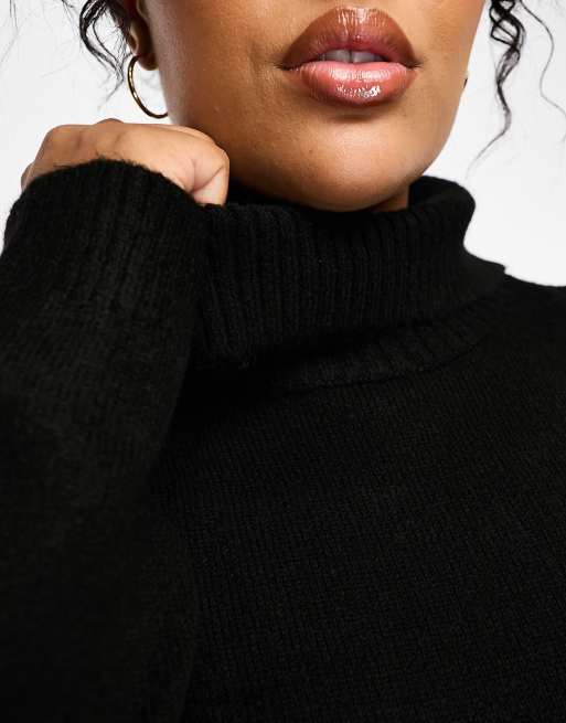 Only Curve Vestito maglione midi dolcevita nero ASOS