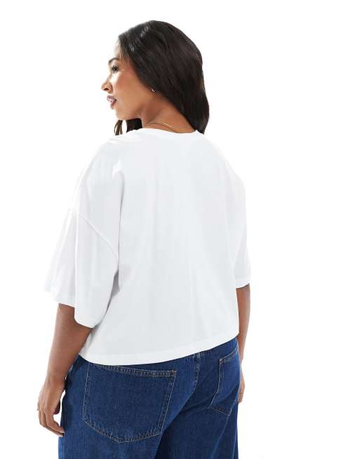 ONLY Curve – Vit, kort t-shirt med tomattryck, 4 av 4