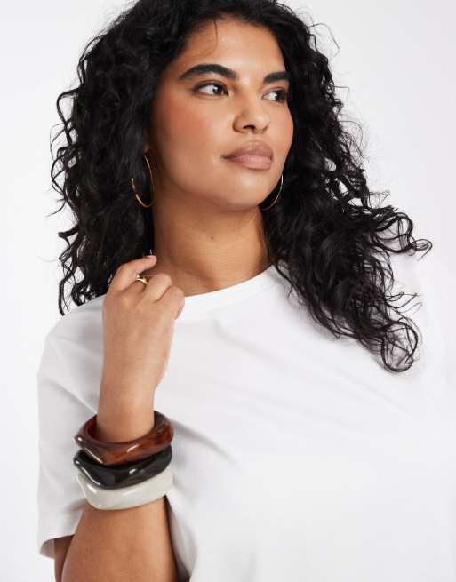 ONLY Curve – Vit t-shirt med boxig passform, 3 av 4