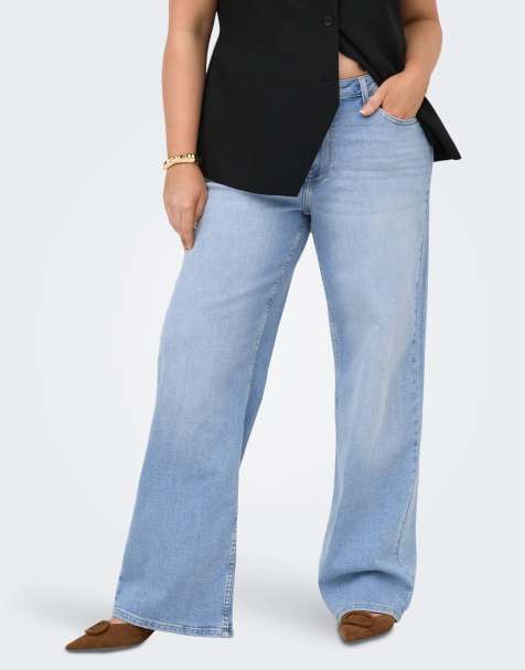 ONLY Curve Wide-fit jeans in light blue denim