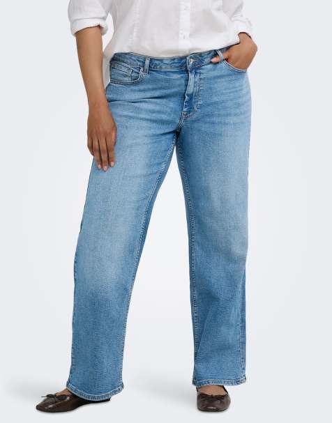 ONLY Curve Wide-fit jeans in medium blue denim