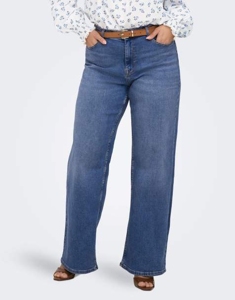 ONLY Curve Wide-fit jeans in medium blue denim - view 1