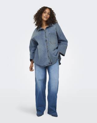 ONLY Curve Wide Fit - Jeans in Mittelblau