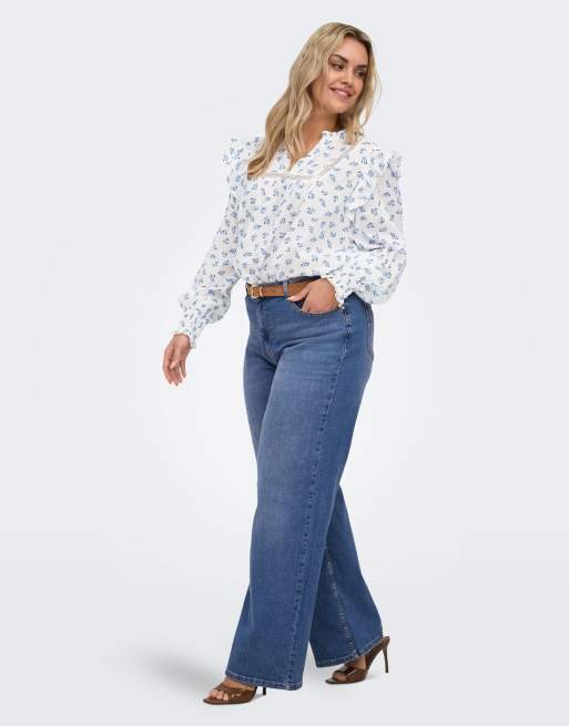 ONLY Curve Wide Fit – Jeans in Mittelblau, 6 von 7