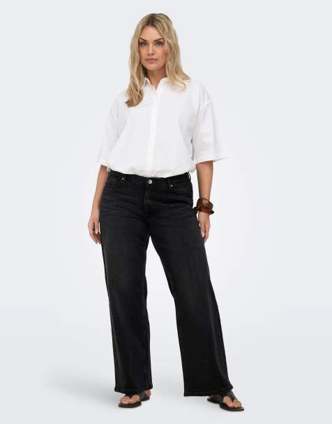 ONLY Curve Wide-fit jeans in washed black - view 1