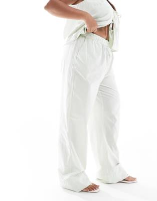wide leg boxer detail pants in green gingham