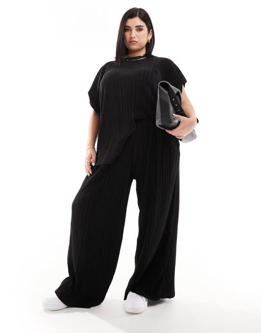 ASOS DESIGN basic wide leg jersey pants in black