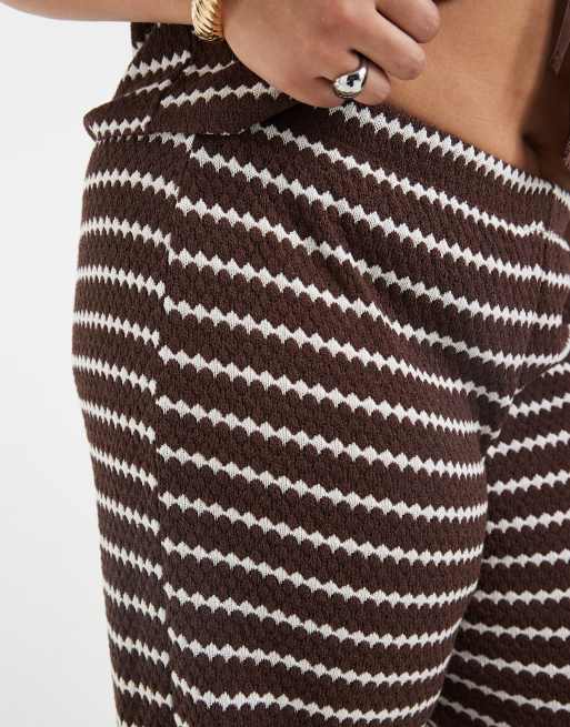 ONLY Curve wide leg pants in brown stripes - part of a set, 4 of 5