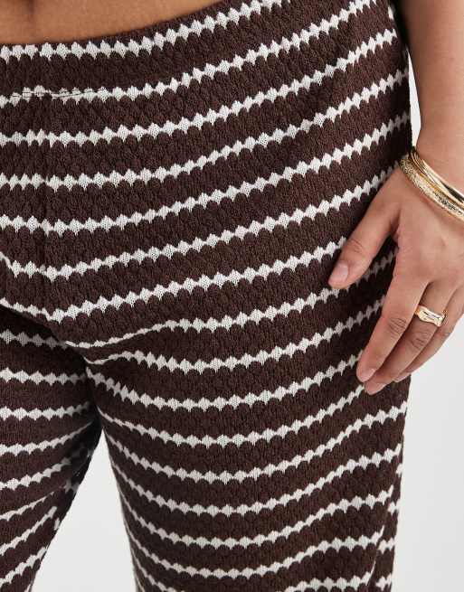ONLY Curve wide leg pants in brown stripes - part of a set, 5 of 5