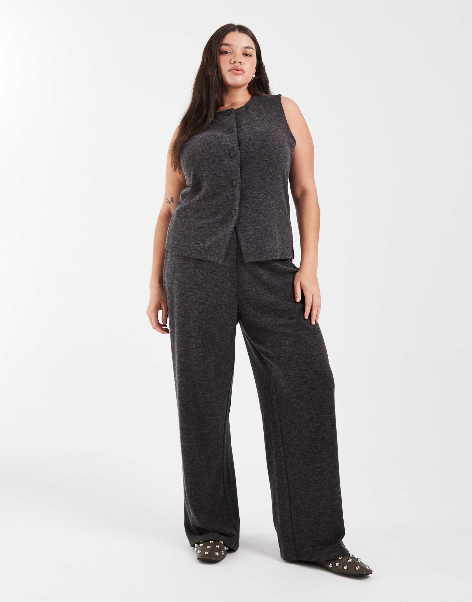only curve wide leg pants in dark gray - part of a set