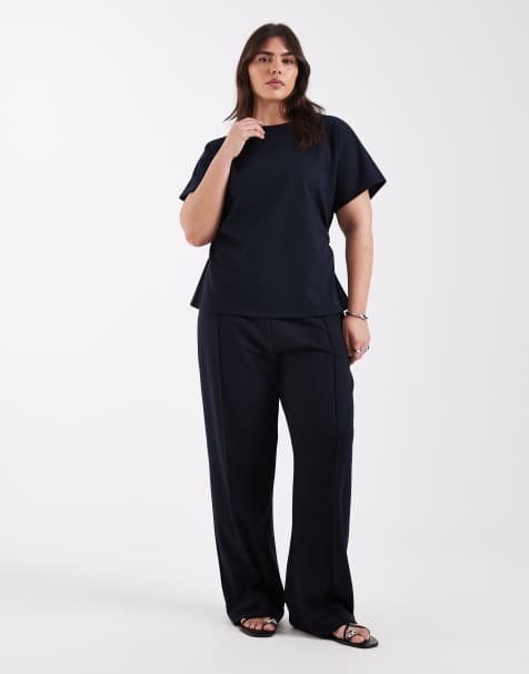 ONLY Curve wide leg trousers co-ord in navy