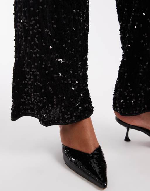 ONLY Curve wide leg pants set in black sequins, 5 of 5