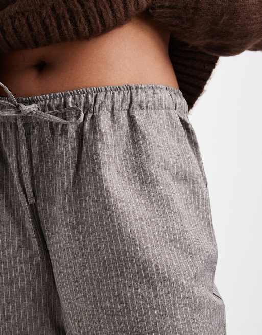 ONLY Curve wide leg pinstripes trousers in grey, 3 of 5