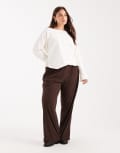 [Only Curve] ONLY Curve wide leg pull on cord pants in brown 42 Seal brown